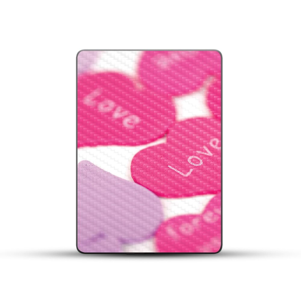 Carbon Fiber Skin Compatible with Amazon Kindle Paperwhite 5 6.8-inch 11th Gen (2021) - Love and Stuff - Premium 3M Vinyl Protective Wrap Decal Cover | Crafted in The USA by MightySkins