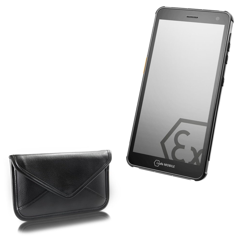 BoxWave Case Compatible with i.Safe Mobile IS655.2 - Elite Leather Messenger Pouch, Synthetic Leather Cover Case Envelope Design - Jet Black