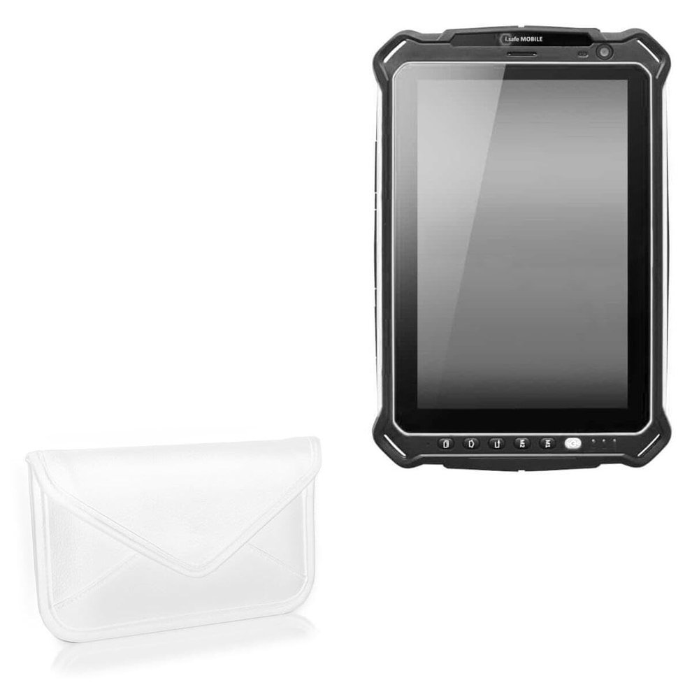 BoxWave Case Compatible with i.Safe Mobile IS930.RG - Elite Leather Messenger Pouch, Synthetic Leather Cover Case Envelope Design - Ivory White