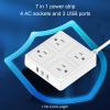 7 in 1 Flat Plug Power Strip, 17W Fast Charging Power Board with 4 Outlets 3 USB Ports, Smart Desktop Charging Statio with 5FT Extension Cord, for Home Office Dorm Room view 4