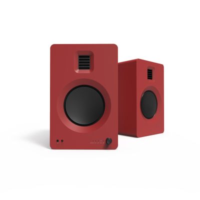 Kanto TUK Powered Speaker with Headphone Out | Built-in USB DAC | Dedicated RCA with Phono Pre-amp | Bluetooth | AMT Tweeter | 5.25" Driver | Pair | Matte Red