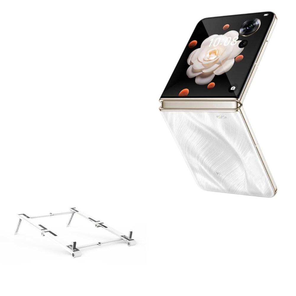 BoxWave Stand and Mount Compatible with Honor Magic V Flip - Pocket Aluminum Stand 3-in-1, Portable Multi Angle Viewing Riser - Metallic Silver