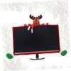CIYODO Computer Screen Decoration Set Elk Christmas Ornament 25-35 Inch Monitor Cover Festive Style view 3