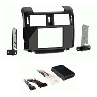 Car Stereo Kit Compatible with for 2010, 2011, 2012 & 2013 Toyota 4 Runner Single & Double Din (High Gloss Charcoal) and Wire Harness for Factory Amplied or JBL