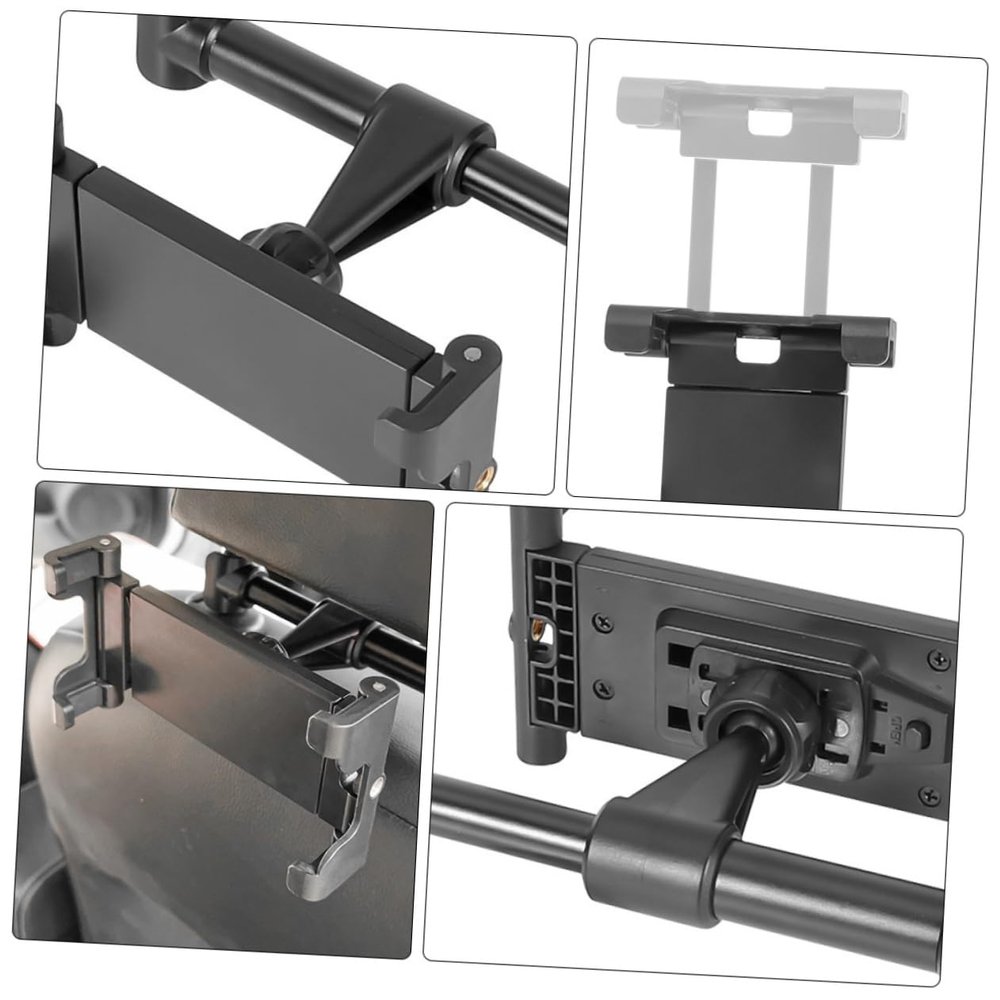KONTONTY Adjustable Headrest Mount for Tablets and Phones Rotation Easy Installation for Back Seat During Road Trips Compatible with Devices