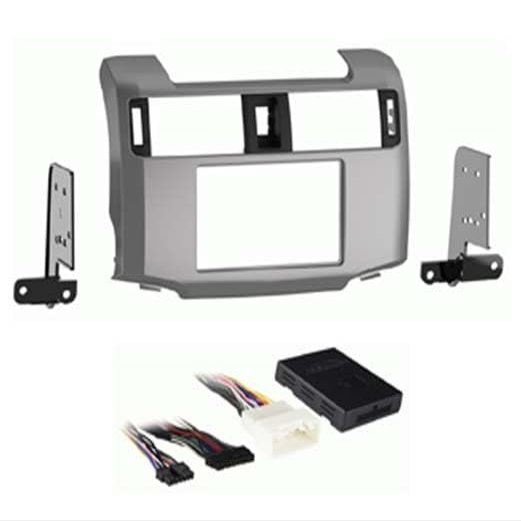 Car Stereo Kit for 2010, 2011, 2012, & 2013 Toyota 4 Runner Single & Double Din (Silver) and Wire Harness for Factory Amplied or JBL