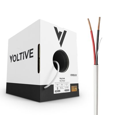 Voltive 18/2 Low Voltage Wire, Riser CL3R, White, 500ft - 18AWG, 2 Conductors, Stranded Bare Copper, UL Listed - V-1274-2