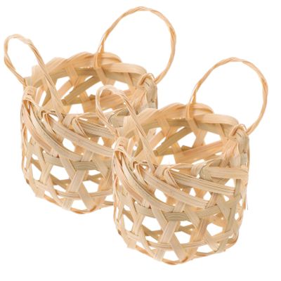 Yardenfun 2pcs Small Bamboo Lampshades Woven Lampshade Covers for Ceiling Light Easy Install