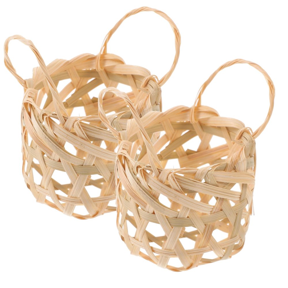 Yardenfun 2pcs Small Bamboo Lampshades Woven Lampshade Covers for Ceiling Light Easy Install