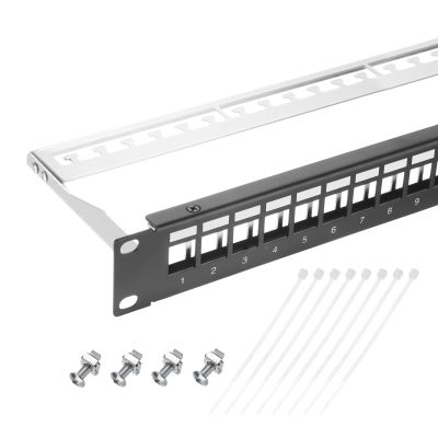 MECCANIXITY 1U Blank Key Stone Shielded Network 24-Port Patch Panel, 19inch Rack & Wall Mountable Patch Bay with Network Module for Servers Network, Multi Terminal Services