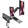 Pholiten Monitor and Laptop Mount for Max 32 Screen and 17 Notebook, Dual Monitor Mount Holds up to 22lbs,Laptop Tray Stand with Gas Spring Arm view 1