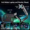 Pholiten Monitor and Laptop Mount for Max 32 Screen and 17 Notebook, Dual Monitor Mount Holds up to 22lbs,Laptop Tray Stand with Gas Spring Arm view 2