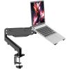 Pholiten 2 in 1 Laptop Desk Mount with Gas Spring Arm, Monitor Laptop Stand for 12-17 Inch Notebook and 13-32 Inch Computer Screen, Holds 22lbs, Full Motion with Vented Tray view 1