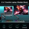 Pholiten 2 in 1 Laptop Desk Mount with Gas Spring Arm, Monitor Laptop Stand for 12-17 Inch Notebook and 13-32 Inch Computer Screen, Holds 22lbs, Full Motion with Vented Tray view 2