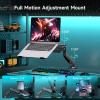 Pholiten 2 in 1 Laptop Desk Mount with Gas Spring Arm, Monitor Laptop Stand for 12-17 Inch Notebook and 13-32 Inch Computer Screen, Holds 22lbs, Full Motion with Vented Tray view 3