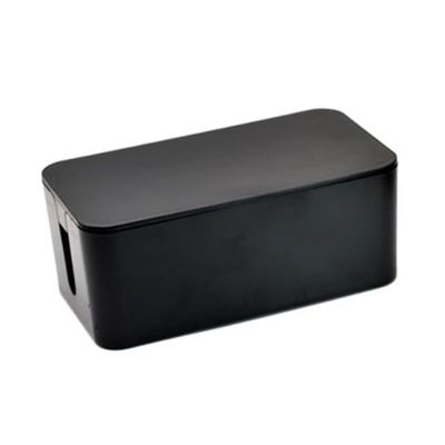 FELTECHELECTR Power Cord Storage Box Black Plastic Organizer Power Strip Charger Storage Cable Holder Wire Organizer for Home Office