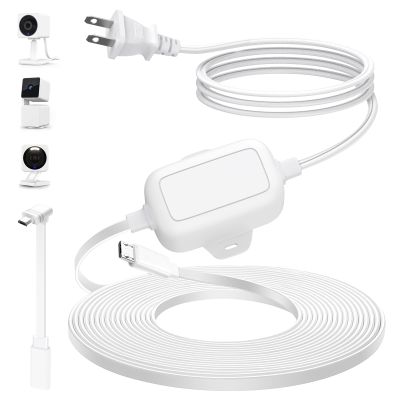 delilyn 30FT Outdoor Power Adapter for WYZE Cam V4, Cam OG/V3/V3 Pro, L-Shape Micro USB Extension Cable for WYZE Cam Pan V3, Replace for WYZE Plug, IP67 Waterproof Flat Cable Charge Your Camera