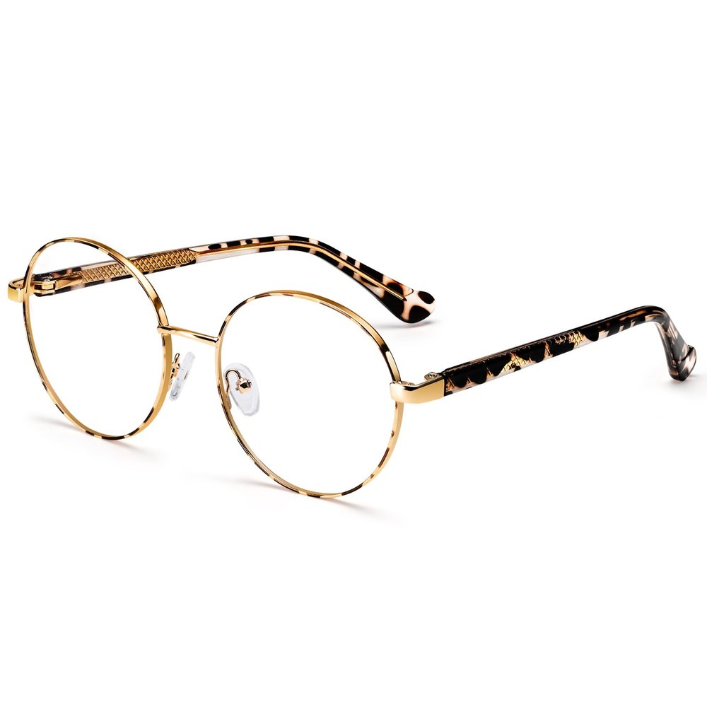 Dollger Blue Light Glasses for Woman Men Fashion Round Circle Gold Pink Frame Clear Fake Glasses