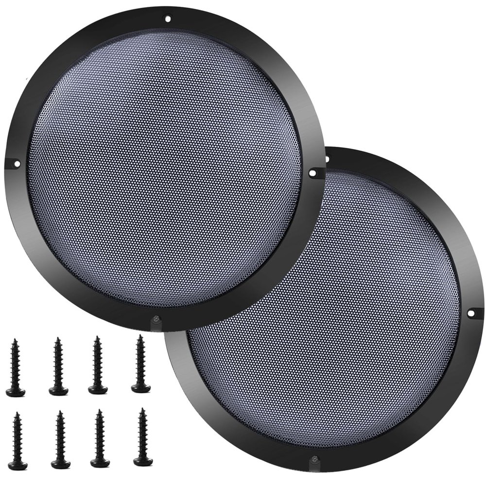 Karlass 2Pack 8" Speaker Subwoofer Grill Grille Cover with Metal Mesh and Black Plastic Rim for Car Home Speakers