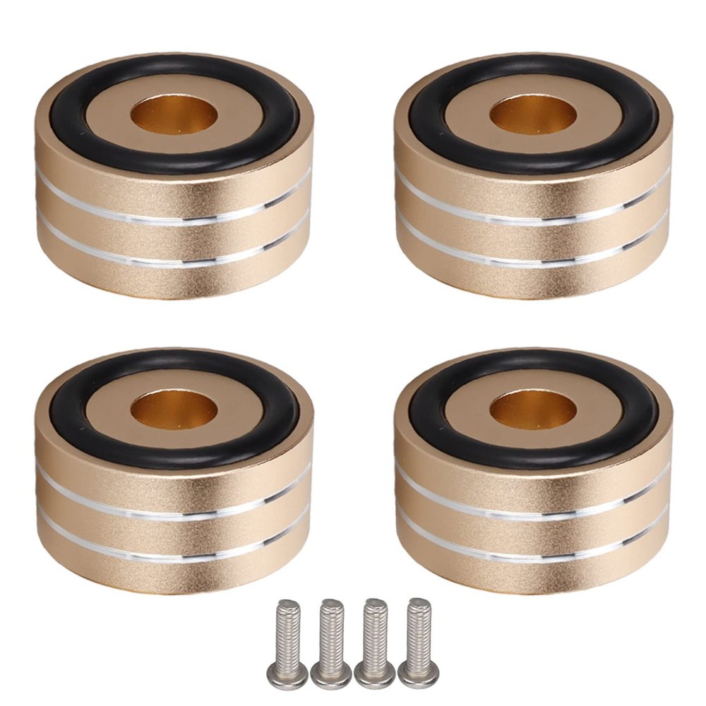 Speaker Spike Pads, Isolation Feet for Subwoofer 4Pcs Sp4010 Speaker Isolation Spike Stand Foot 40X20Mm Aluminum Alloy Speaker Spike Pads Mats, Sreo Feet for Dacs, Amplifiers, Cd DVD Players (Round)