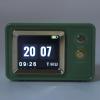 Compact BT Speaker Dynamic Scene Lyrics Desktop Clock Calendar Projection Screen Speaker for Daily and Party Retro Green view 3
