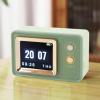Compact BT Speaker Dynamic Scene Lyrics Desktop Clock Calendar Projection Screen Speaker for Daily and Party Retro Green view 4