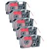 GREENCYCLE 5PK Compatible for XR-12RD XR-12RD2S AR-12RD 12mm 1/2" Black on Red Label Maker Tape for KL-750 KL-750B KL-780 KL-820 KL-1500 KL-2000 Label Printer view 1