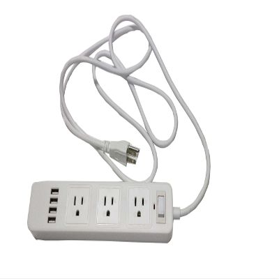 FixtureDisplays White Power Strip with USB Ports, 3 AC Outlets + 4 USB (2.1A) Power Sockets Charging Station Power Extension 16732-NEW-NF