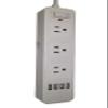 FixtureDisplays White Power Strip with USB Ports, 3 AC Outlets + 4 USB (2.1A) Power Sockets Charging Station Power Extension 16732-NEW-NF view 2