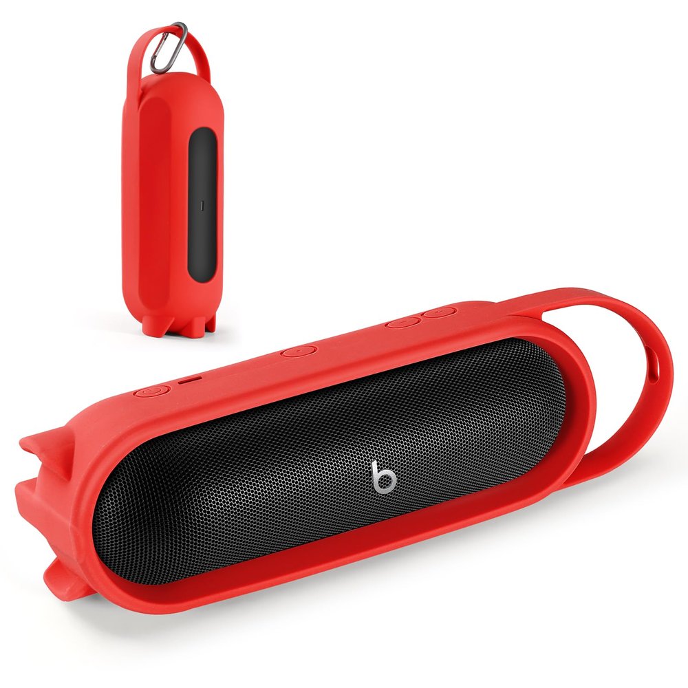OCXLLEATLY Silicone Carrying Case Cover for Beats Pill 2024 Portable Bluetooth Speaker, Protective Sleeve Travel Case Speakers Accessories (Red)