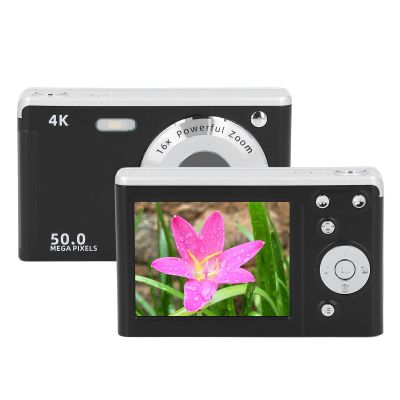 4K Digital Cameras for Photography, 50MP Digital Camera for Boys Girls Student, 16X Zoom Anti Shake Autofocus Compact Camera with Fill Light, 2.8 inch Screen, for Travel (Black)