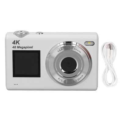 4K Digital Camera for Photography Autofocus, 48MP Vlogging Camera for, Rear 2.8 Inch, Front 1.4 Inch, 16X Digital Zoom Anti Shake Compact Travel Camera (White)