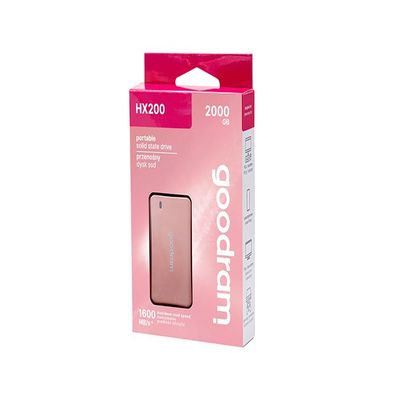 GoodRam - External SSD - HX200 - USB Type C + A - High Speed USB 3.2 Gen. 2 Interface - for PCs, Laptops, Smartphones, TVs and Consoles - 2TB - Rose Gold