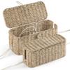 2-Pack Large Cable Management Box, Natural Rattan Cable Cord Organizer Boxes for Power Strip  2 Open Slots Cords Hider Box for TV Wires, Computer, Router, USB Hub and Under Desk Power Strip view 1
