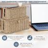 2-Pack Large Cable Management Box, Natural Rattan Cable Cord Organizer Boxes for Power Strip  2 Open Slots Cords Hider Box for TV Wires, Computer, Router, USB Hub and Under Desk Power Strip view 2