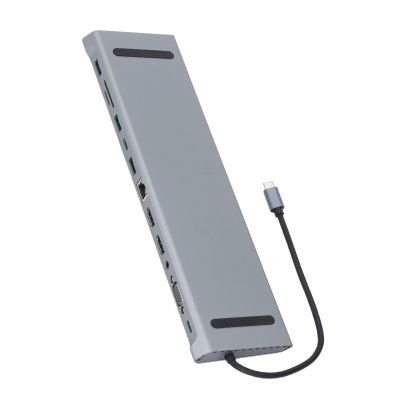 12 in 1 Type C Docking Station, 100W Fast Charging Hub Multiport Adapter Dongle, Laptop Docking Station Supports 5W, 7.5W, 10W Cordless Charging USB C Dock