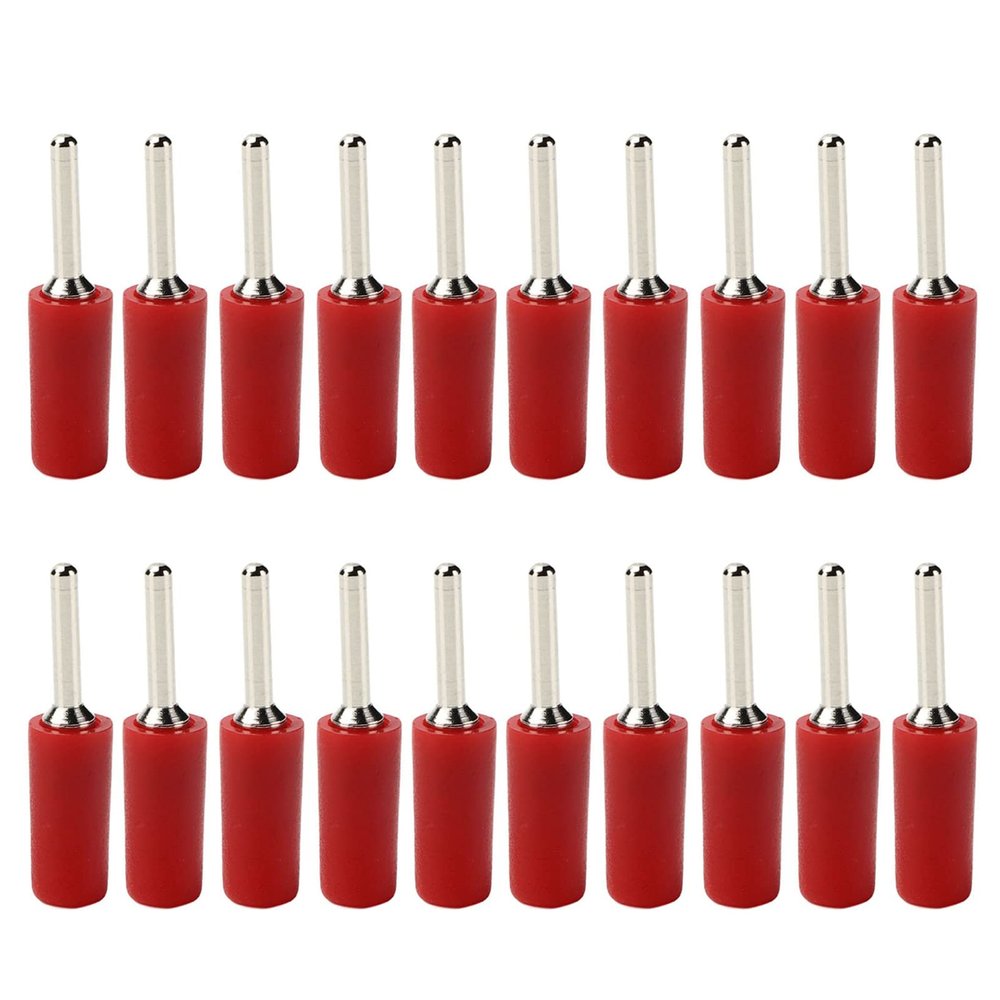 Baxnore J.10001 20 Pcs Pin Banana Plug, Brass 2 mm Male Connector Accessory Set Kit, Waterproof Banana Plug Connector for Speaker Cables Amplifiers (Red)