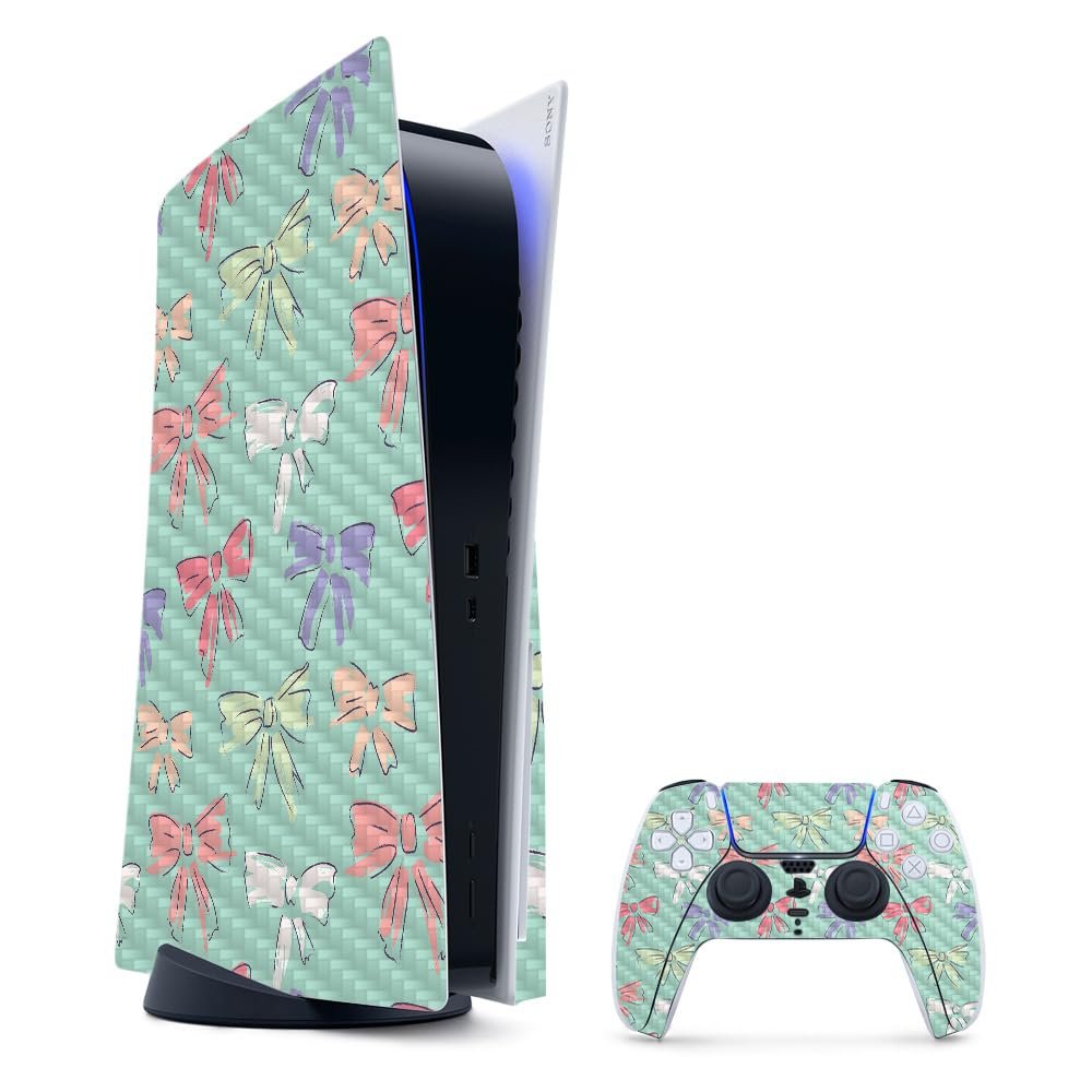 Carbon Fiber Gaming Skin Compatible with PlayStation 5 Bundle - Drawn Bow - Premium 3M Vinyl Protective Wrap Decal Cover - Easy to Apply | Crafted in The USA by MightySkins