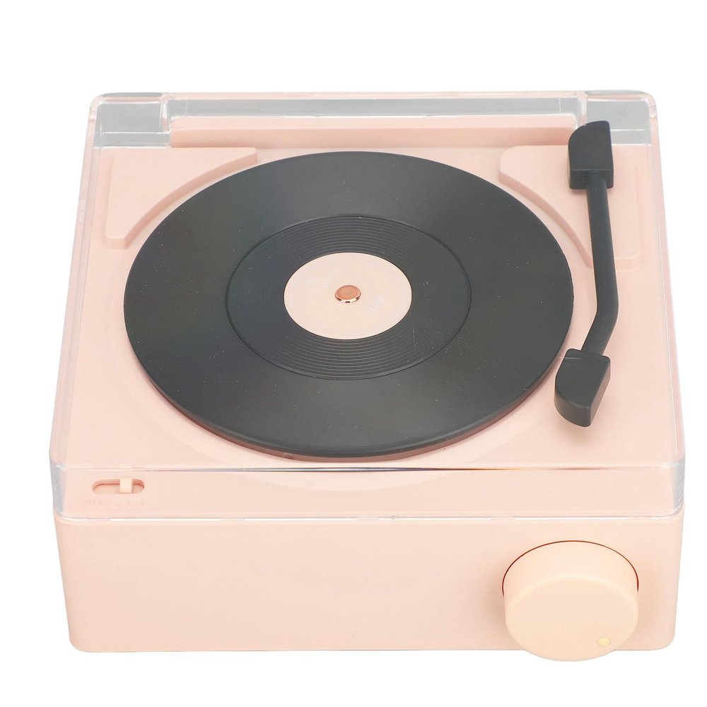 ANGGREK 5.0 Turntable, Alarm Clock Lightweight Long Battery Life Record Player for Laptops for Phones (Dusty Roseate)