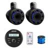 Kicker 46KMC2 Marine Gauge Style USB Bluetooth AM/FM Stereo Media Center Receiver, 2X 8 500 Watt Peak Multicolor LED Horn-Loaded (HLCD) Tower Speakers (Black) with LED Remote, 50 Feet Wire view 1