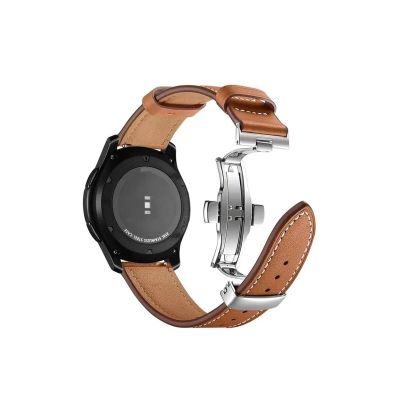 20mm 22mm Leather Band fit For Samsung Galaxy watch 7 6 4 Classic/5 pro/Active 2/3/42mm/46mm 44mm bracelet fit for Huawei GT/2/3 Pro 4 strap(Silver button brown,Galaxy watch 7)