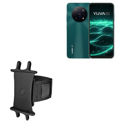 BoxWave Holster Compatible with Lava Yuva 5G - ActiveStretch Sport Armband, Adjustable Armband for Workout and Running - Jet Black