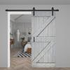 K Series 38in x 84in Solid Wood Barn Door with Hardware Track (French Gray) - Assembly Needed view 2
