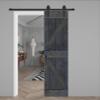 K Series 24in x 84in Carbon Gray Finished Solid Wood Barn Door with Hardware Track - Assembly Needed view 1