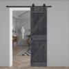 K Series 24in x 84in Carbon Gray Finished Solid Wood Barn Door with Hardware Track - Assembly Needed view 2