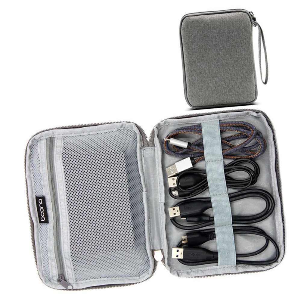 OSALADI Electronics Travel Case for External Hard Drive Portable Case Organiser Shockproof Storage Bag Grey