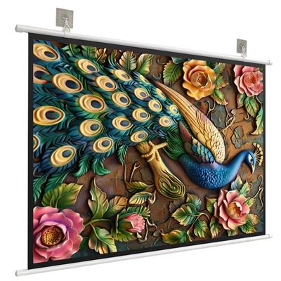 HVENNUXXG Portable Projector Screen Manual Pull-Down Projection Screen, 40 50 60 72 Inch 4:3 16:9 Home Theater Video Moive Screen for Indoor Outdoor, Wall/Ceiling Mount(72 Inch/16:9)