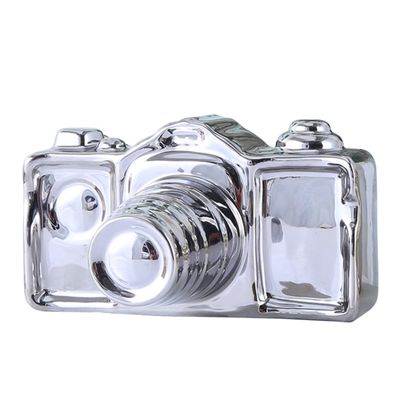 FUNOMOCYA Ceramic Camera Ornament Silver Nordic Style Decorative for Home Office Bedroom Unique Chic Table Adornment Photography Lovers