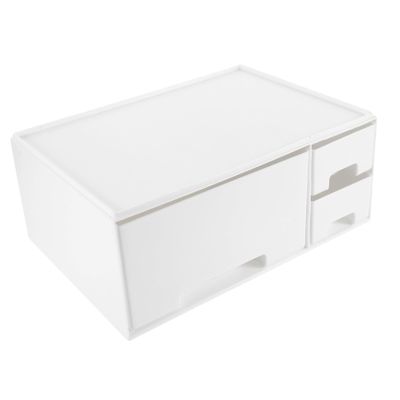 FELTECHELECTR Elevated Desktop Rack 2 Monitor Stand for Desk Monitor Riser Drawer Modern Computer Accessory for Home Office