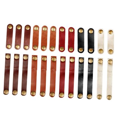 KONTONTY 24pcs Leather Bobbin Winder Cable Organizer for Desk Cord Holder Cable Tie Keeper Data Organizers Wire Fixing Clips Data Line Wire Winders Wrappers